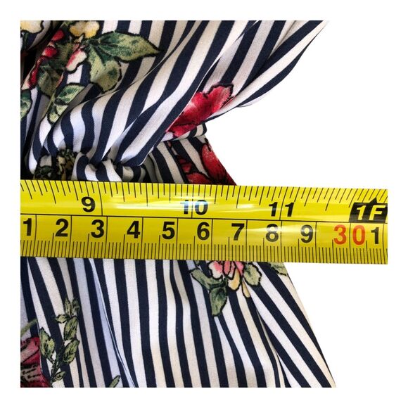 Soprano floral off shoulder striped ruffle‎ tiered cottagecore midi dress Sz S - Picture 10 of 11